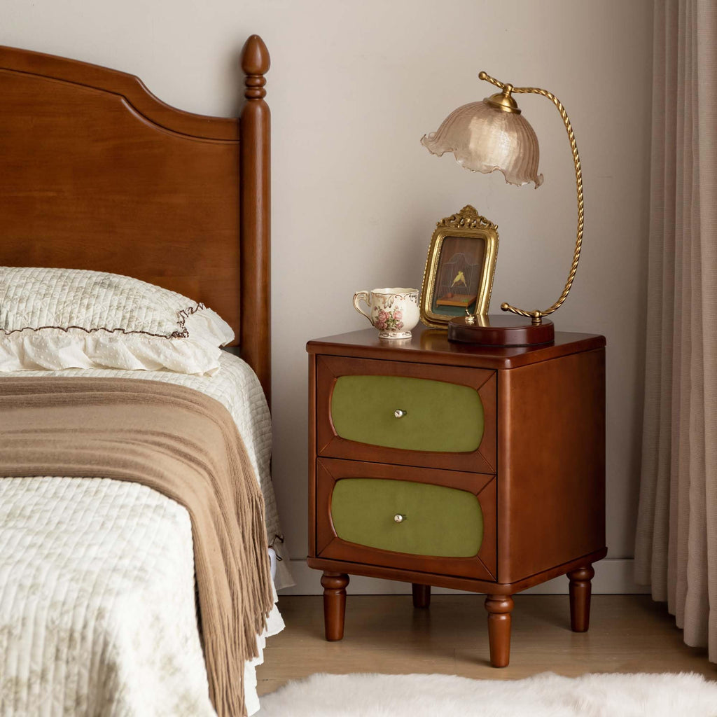 Solid Wood Two-Drawer Nightstand