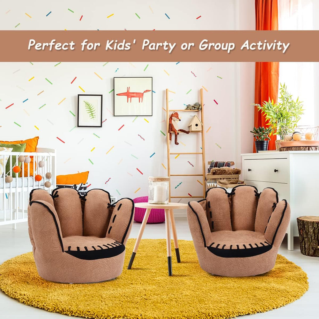 Kids Baseball Glove Toddler Armchair Couch with Solid Wood Frame for Playroom