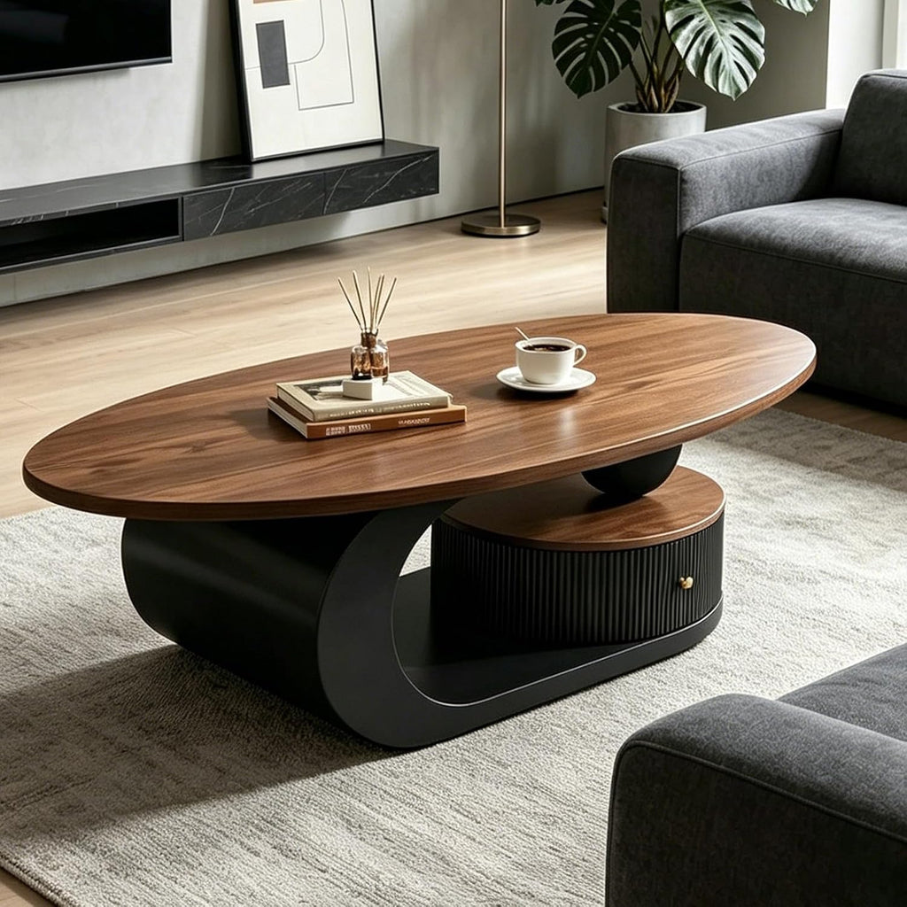 Luxury Curved Walnut Coffee Table
