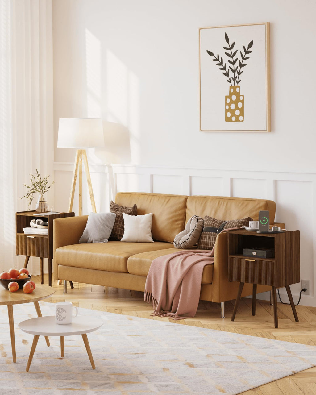 Modern Nightstand with Drawer & Open Shelf