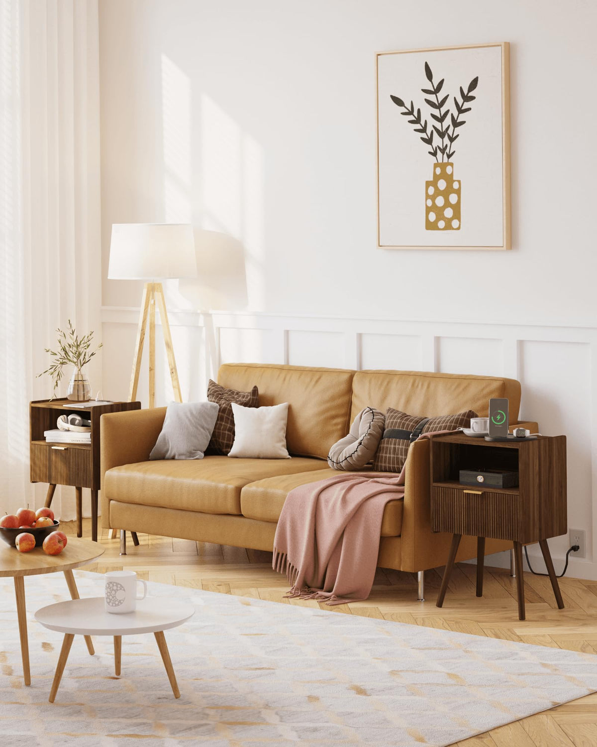 Modern Nightstand with Drawer & Open Shelf