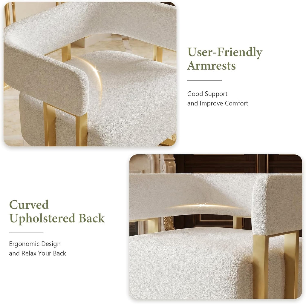 Modern Accent Chair Set of 2, Barrel Chairs, White Arm Chairs Living Room