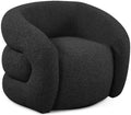 BOWERY HILL Contemporary Black Boucle Fabric Swivel Accent Chair