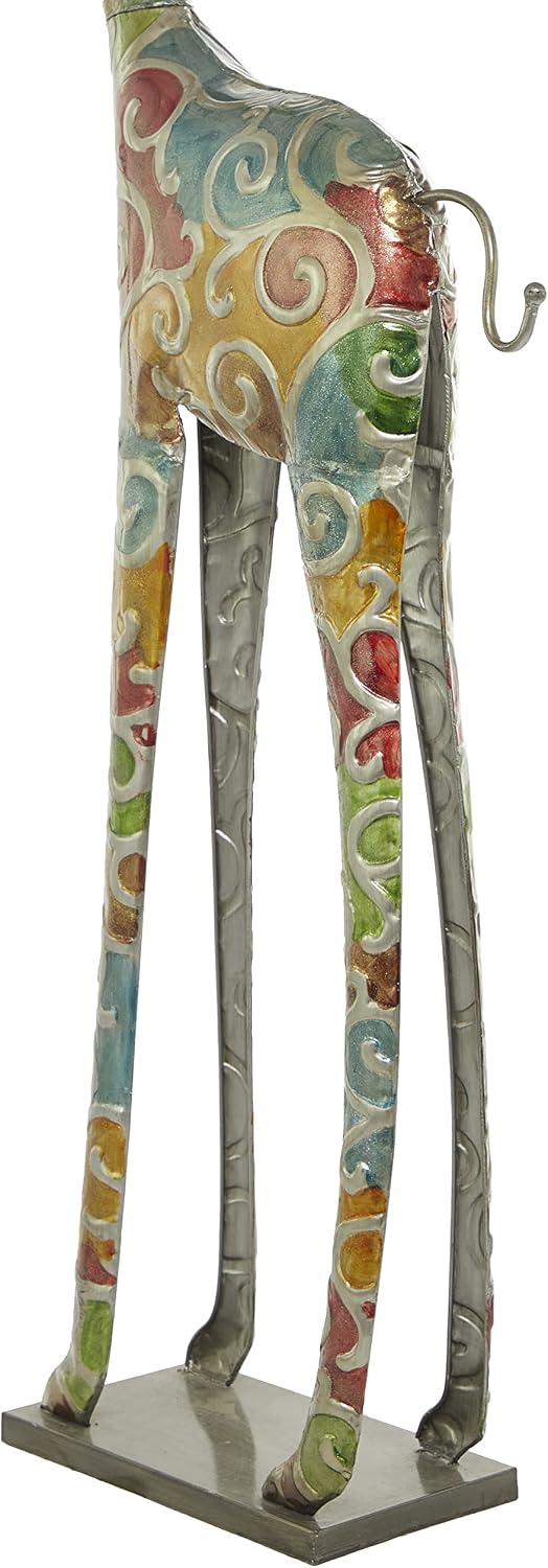 Deco 79 Metal Giraffe Decor Tall 17" x 7" x 73", Matte Multi Colored
