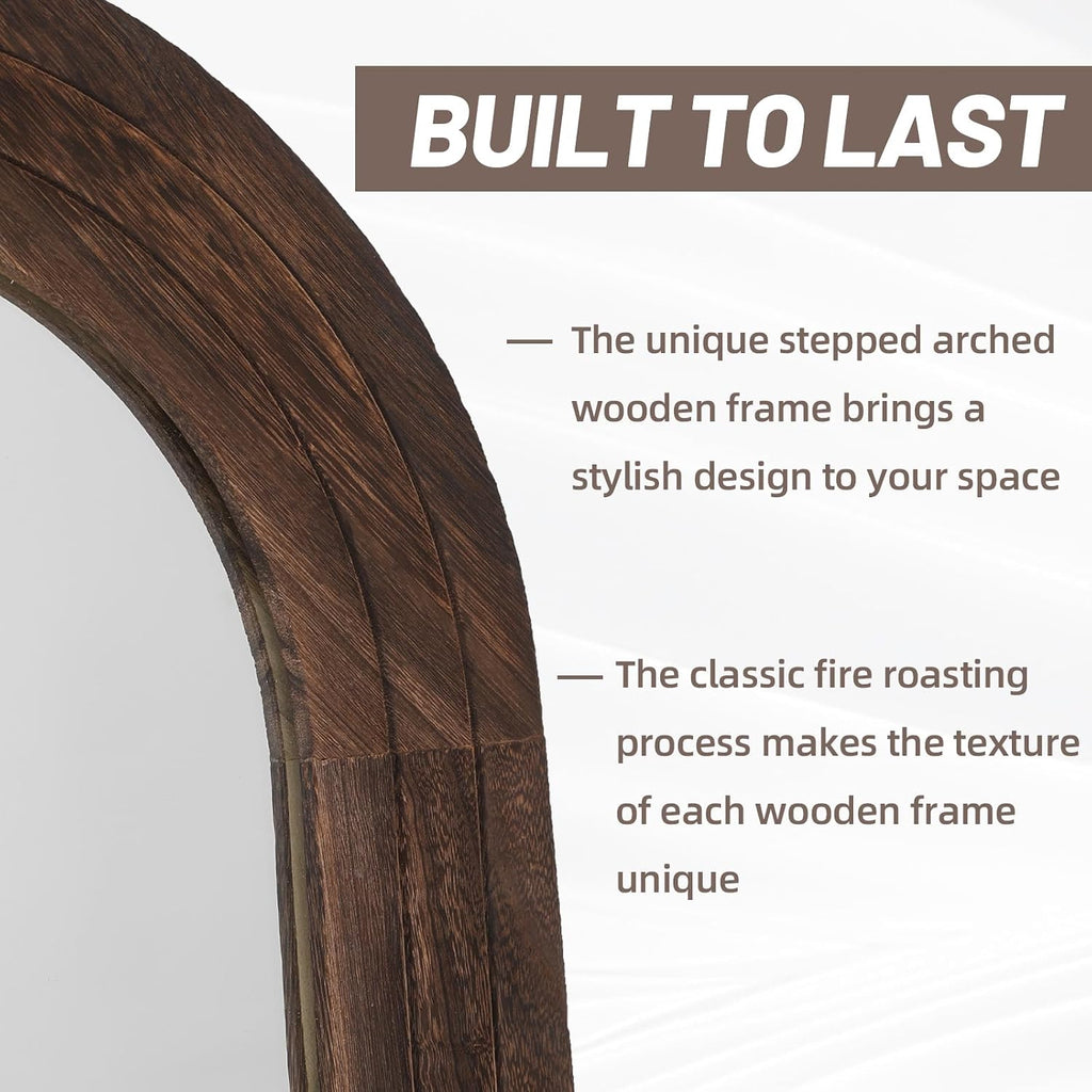 Arched Solid Wood Full-Length Mirror