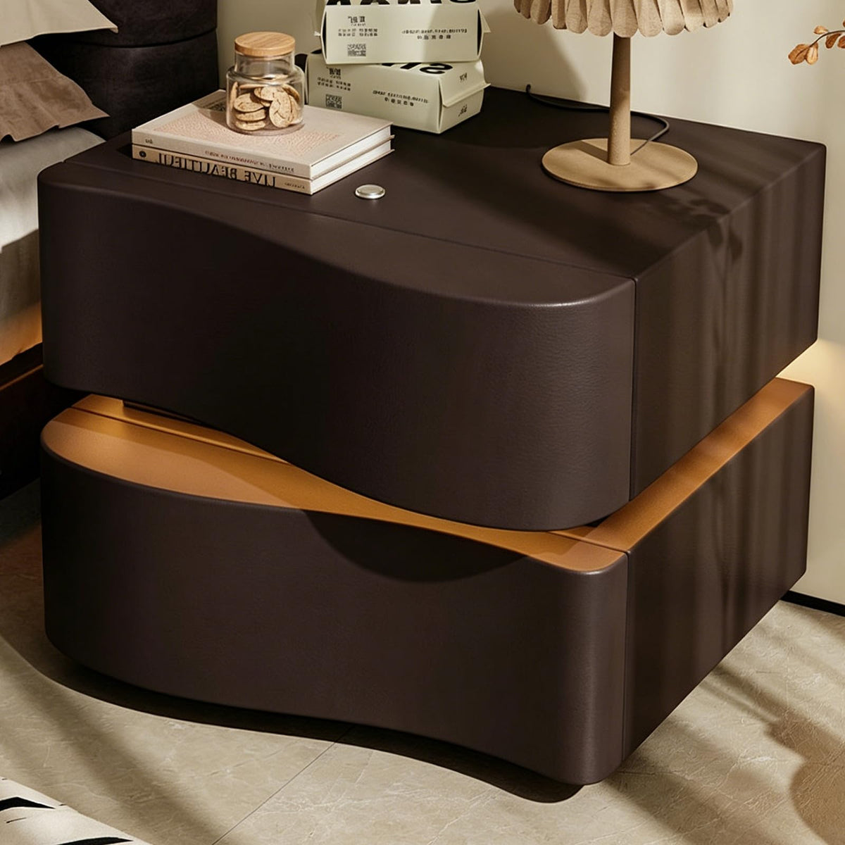 Fluted Touch-Light Nightstand
