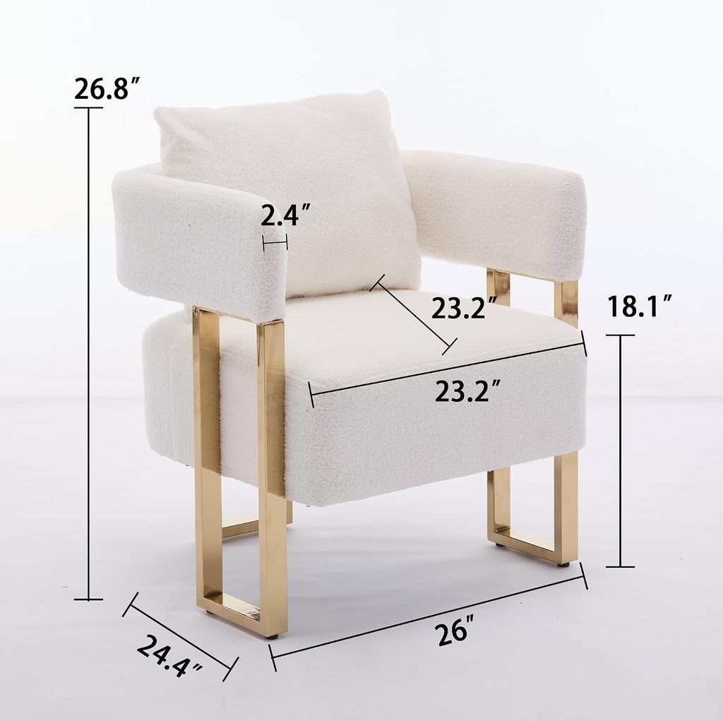 Upholstered Barrel Accent Chairs with Gold Legs – Set of 2