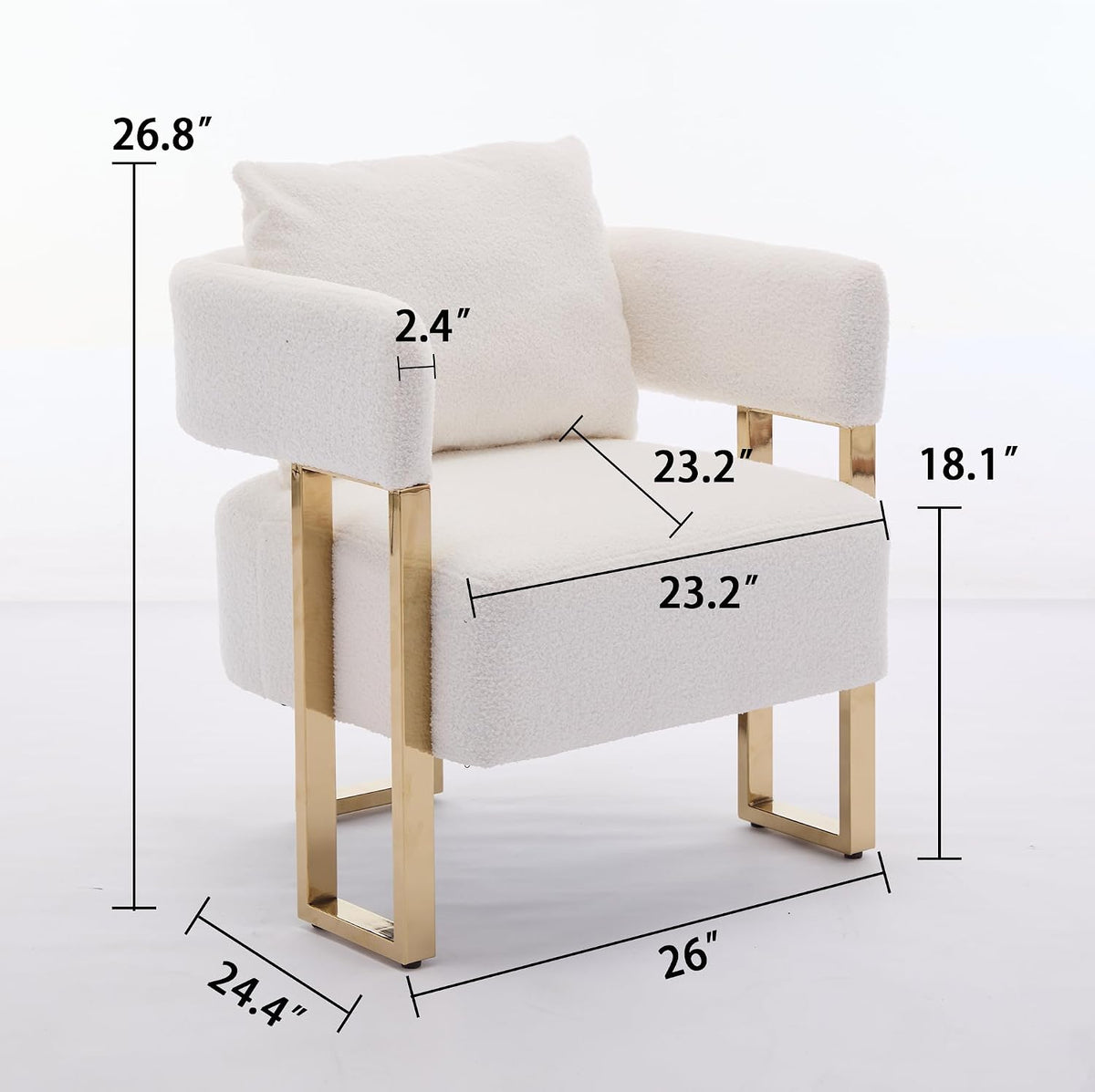Upholstered Barrel Accent Chairs with Gold Legs – Set of 2