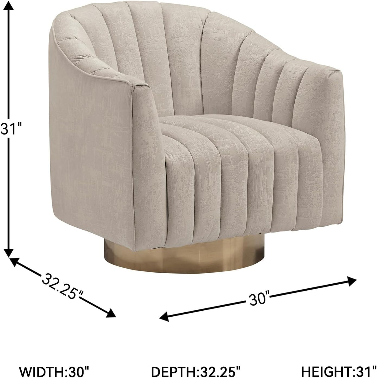 Signature Design by Ashley Swivel Barrel Accent Chair, Pearl, Penzlin