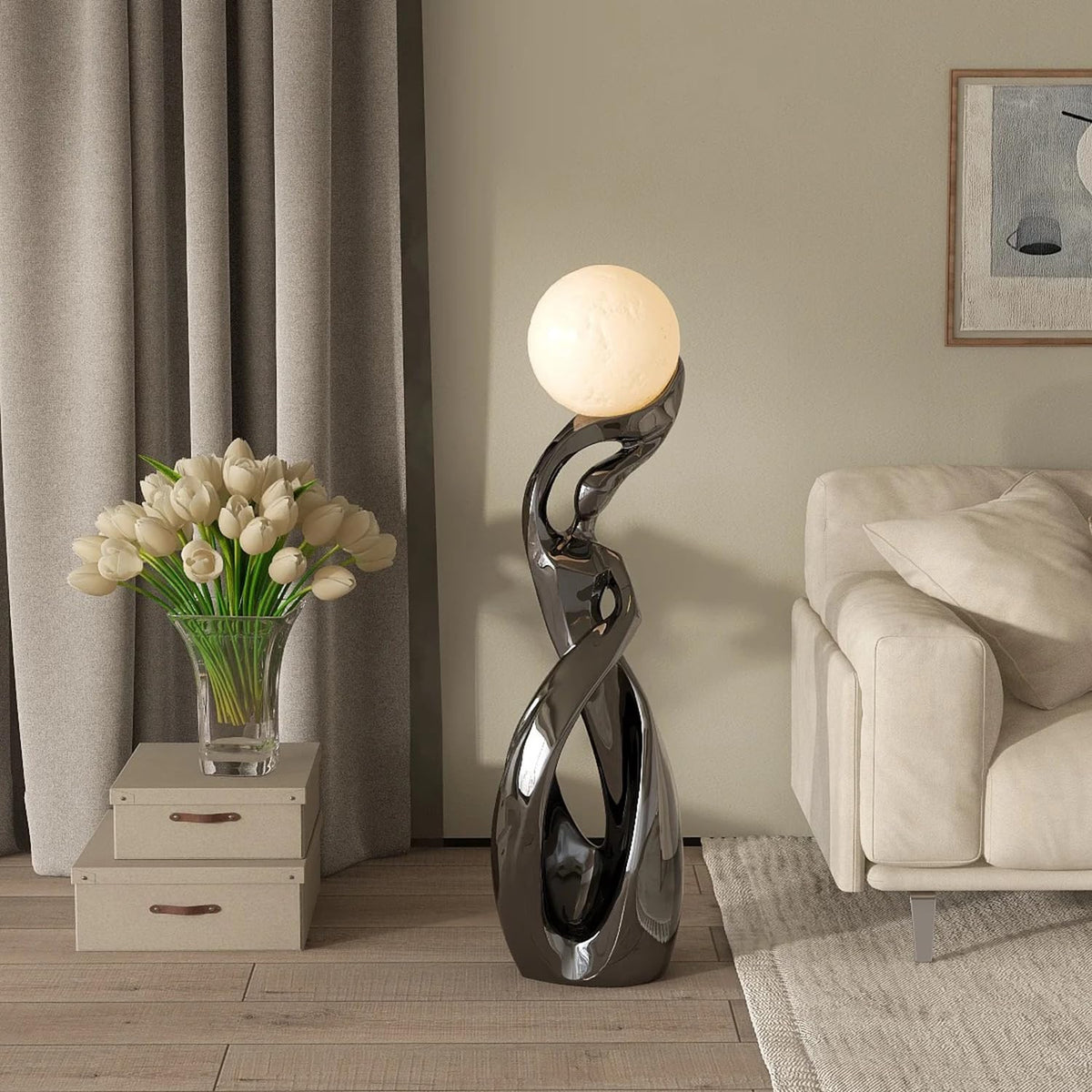 Art Deco Moon Globe Floor Lamp