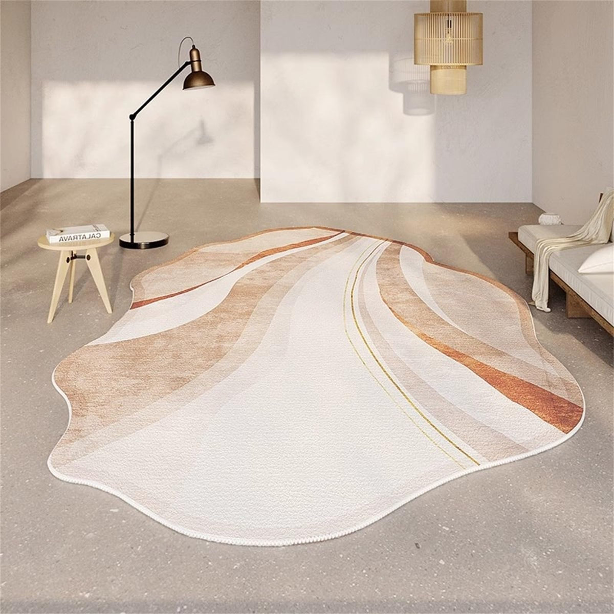 Wavy Striped Irregular Area Rug
