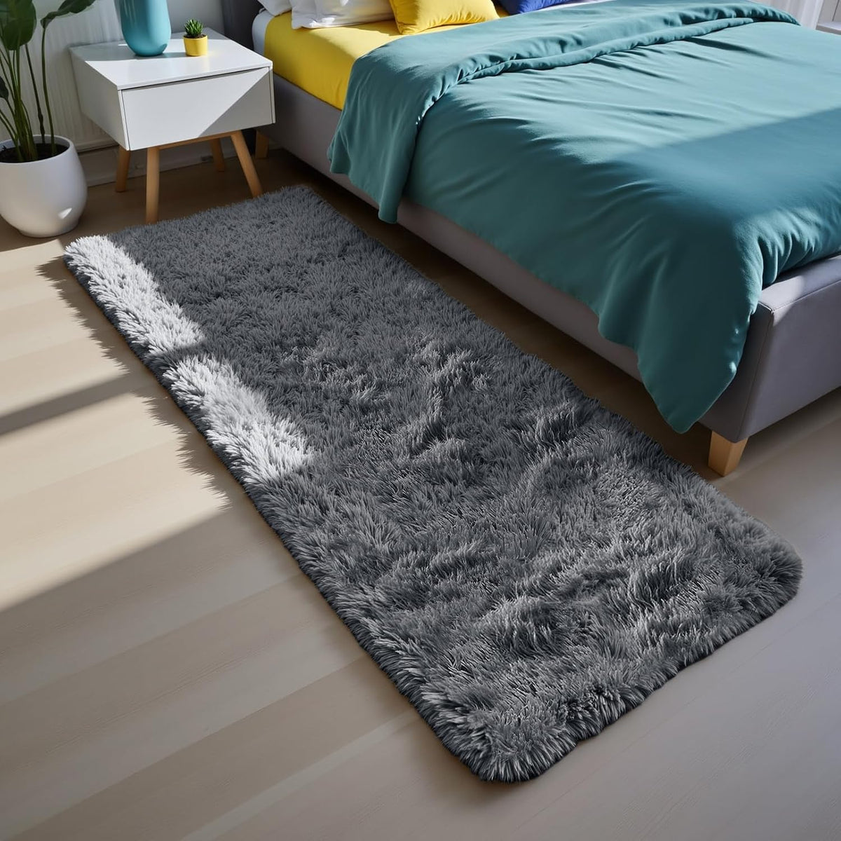 Mottled Beige 9x12 Area Rugs for Living Room, Fluffy Shag Rug Large Carpet
