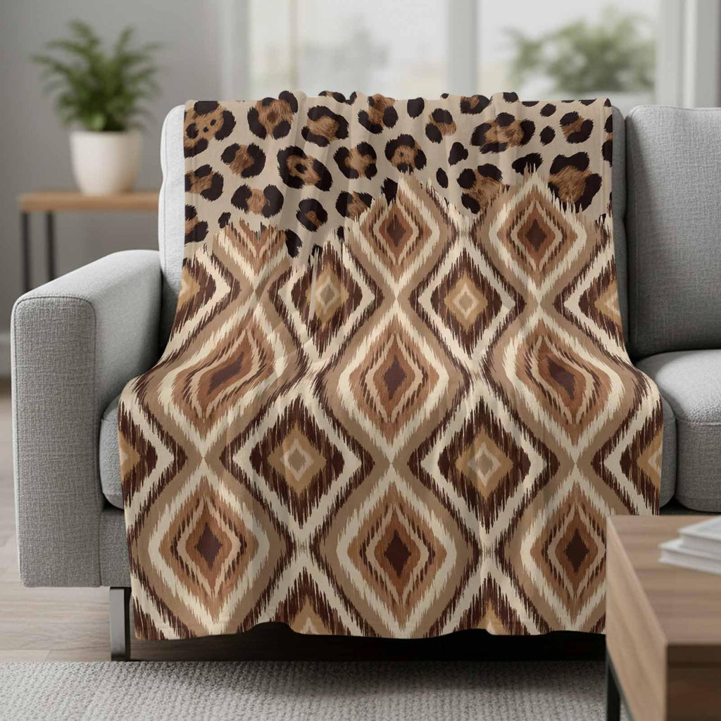 Leopard-Print Flannel Throw Blanket