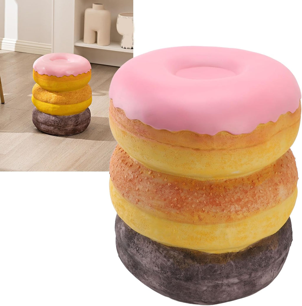 Shoe Changing Stool, Decorative Donut Shape Simulated Food Stool for Hallway Dorm Room Office