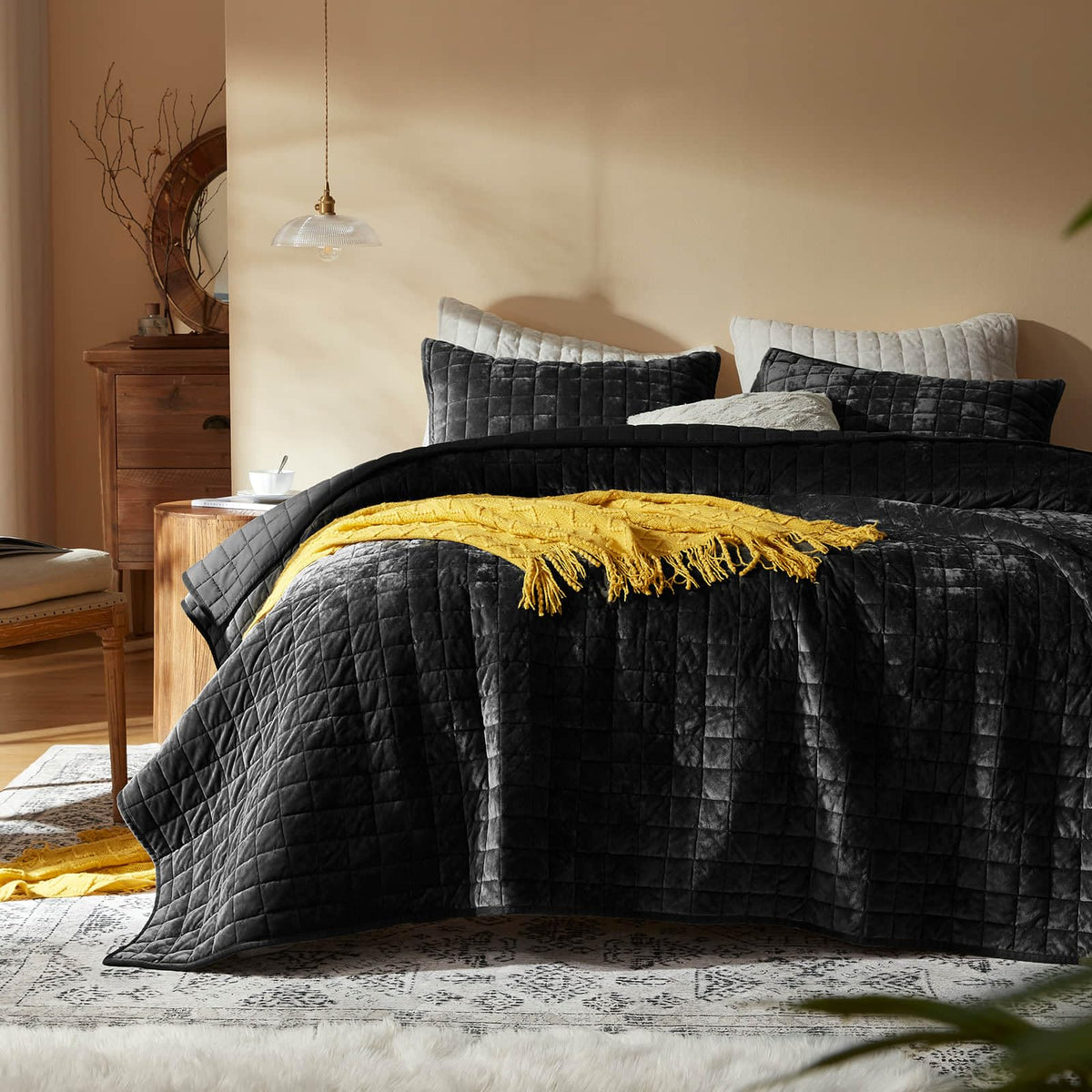 LEAONME Velvet Quilt King Size-98''x106''