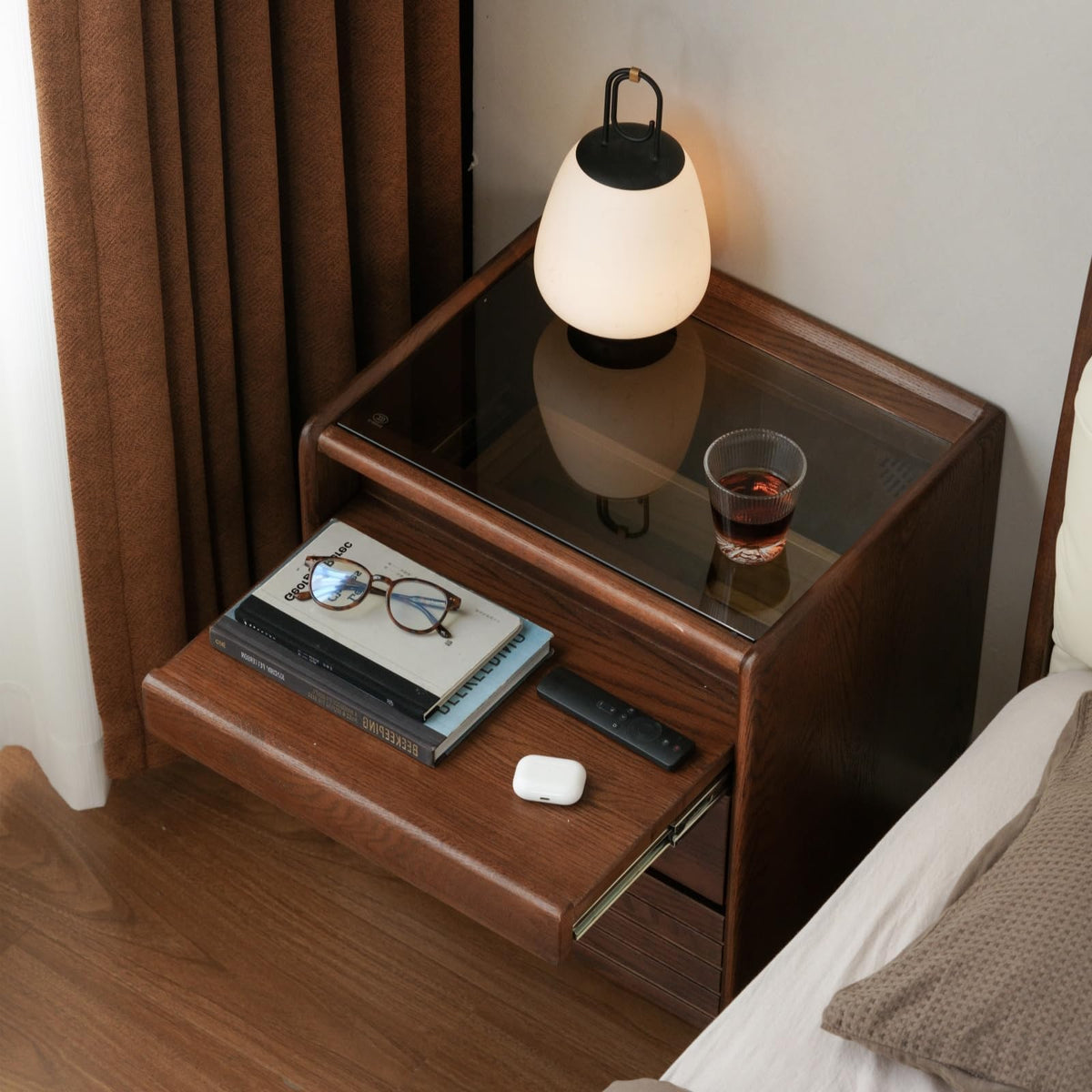 Solid Wood Two-Drawer Nightstand