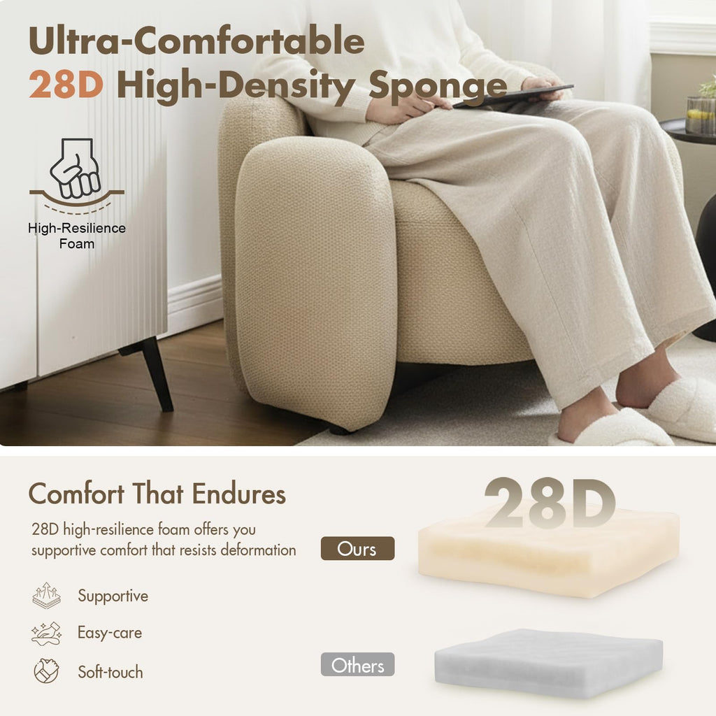 Hyfirm Sculptural Barrel Accent Chairs Set of 2, Cream White