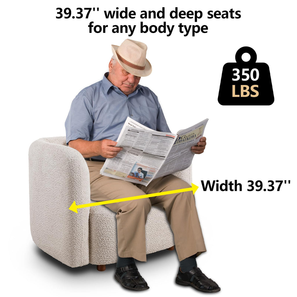 Oversized Boucle Accent Chair, Cream White Sherpa Wingback Chair