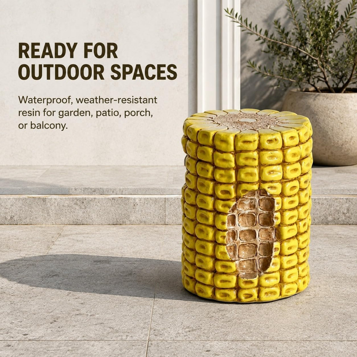 Corn Cob Plant Stand Indoor and Outdoor Resin Garden Stool Drum Seat Accent