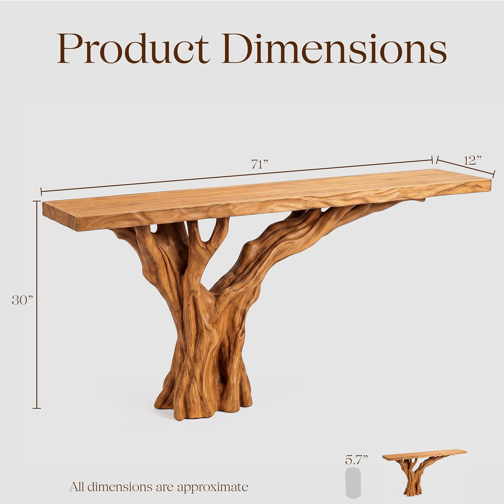 Hand-Carved Monkey Pod Console Table