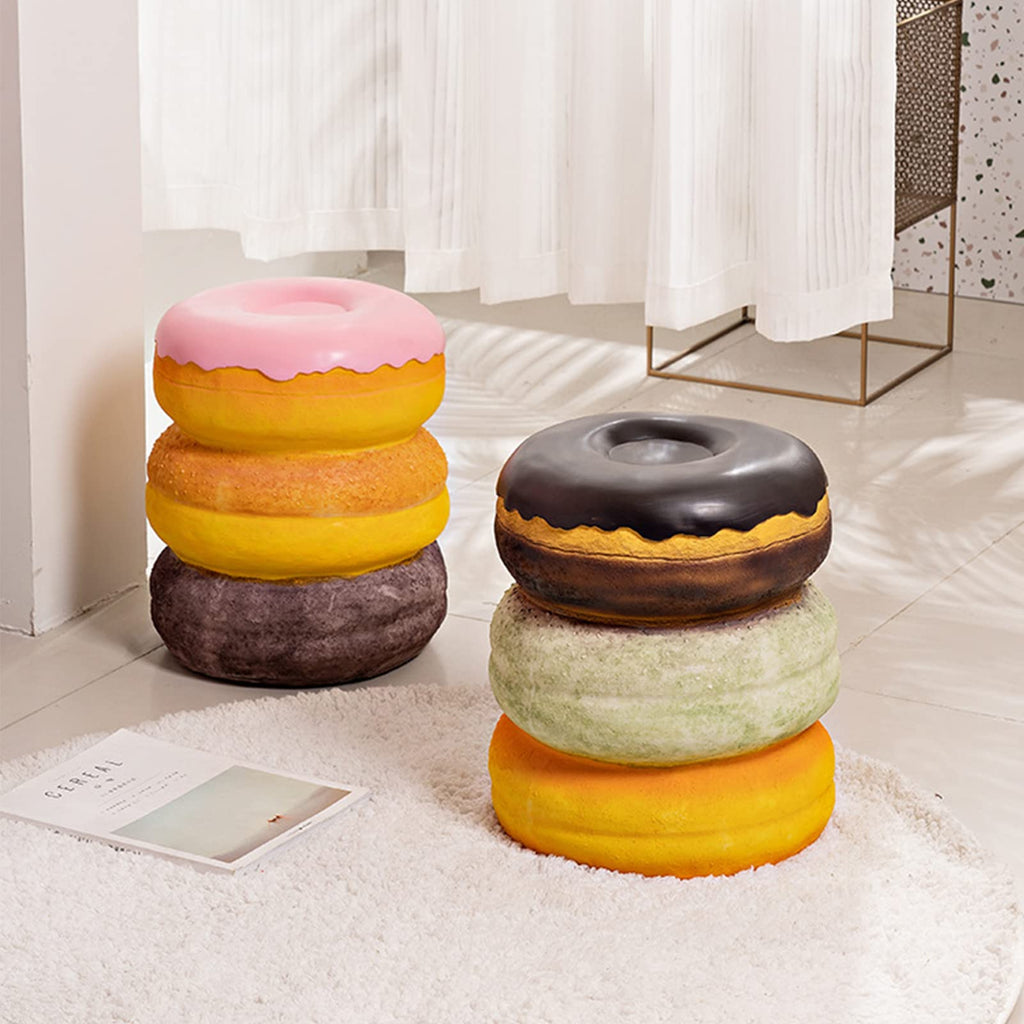 Cute Doughnut Food Stool Hand Painted Resin Shoe Changing Seat