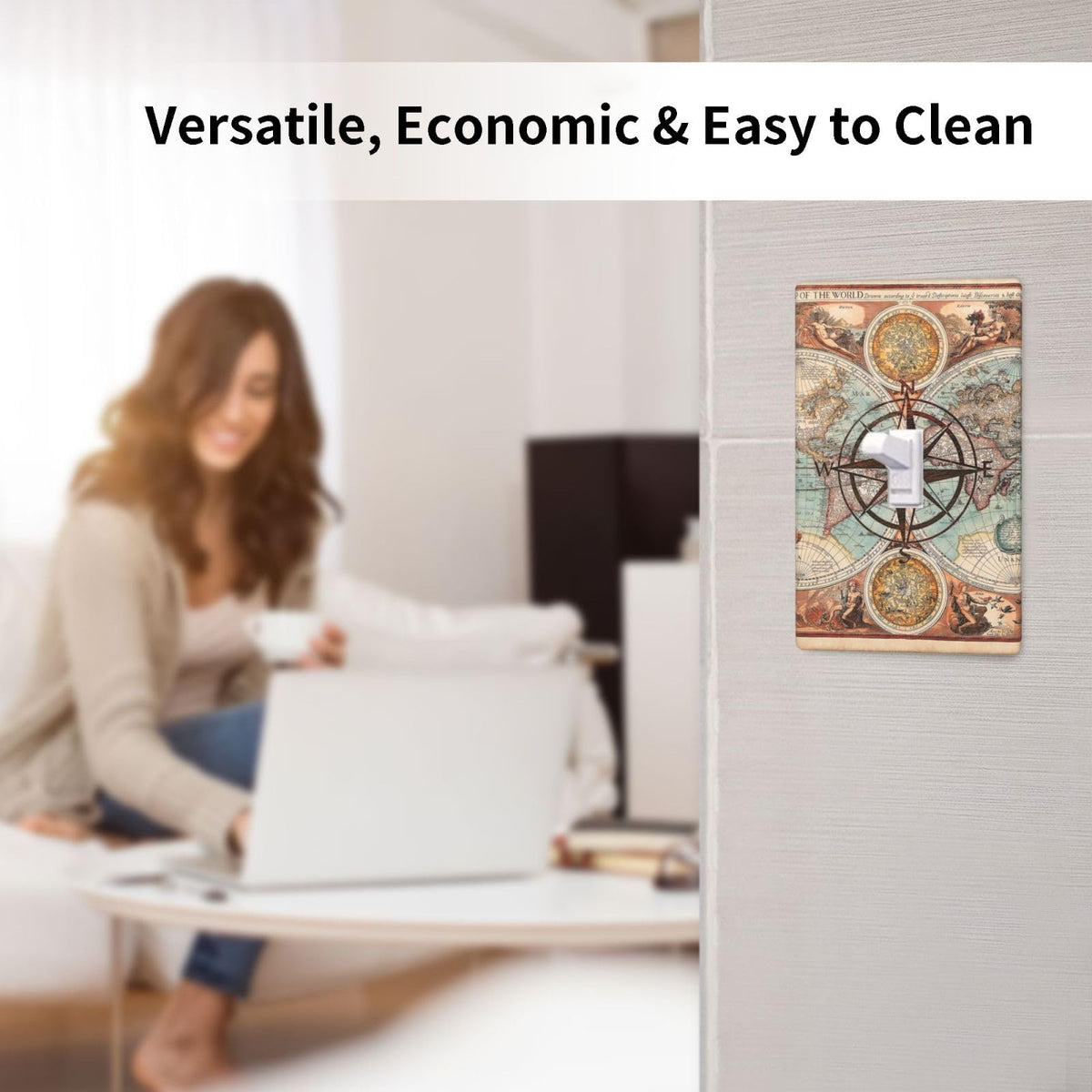 Cartoon Ice Cream Cone With Dripping White Glaze And Wafer Decor Print Light Switch Plate Cover Plastic Wall Plates (Single Gang Electrical Switch Duplex Outlet Cover)
