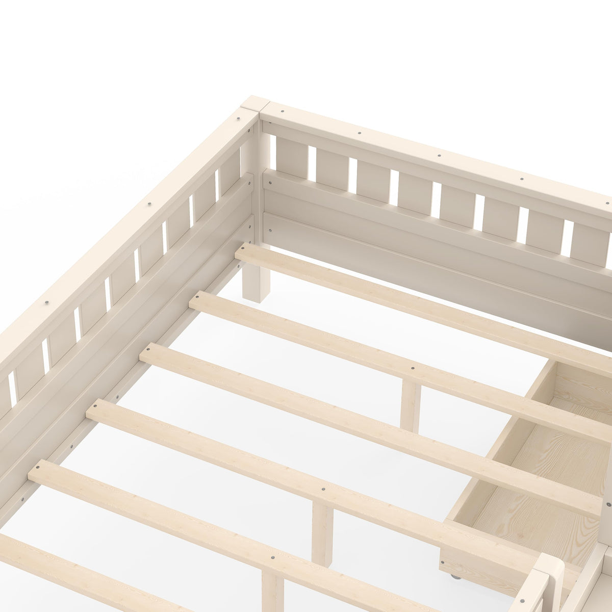 Montessori Bed with Stairs, Bookshelf & Storage Drawers