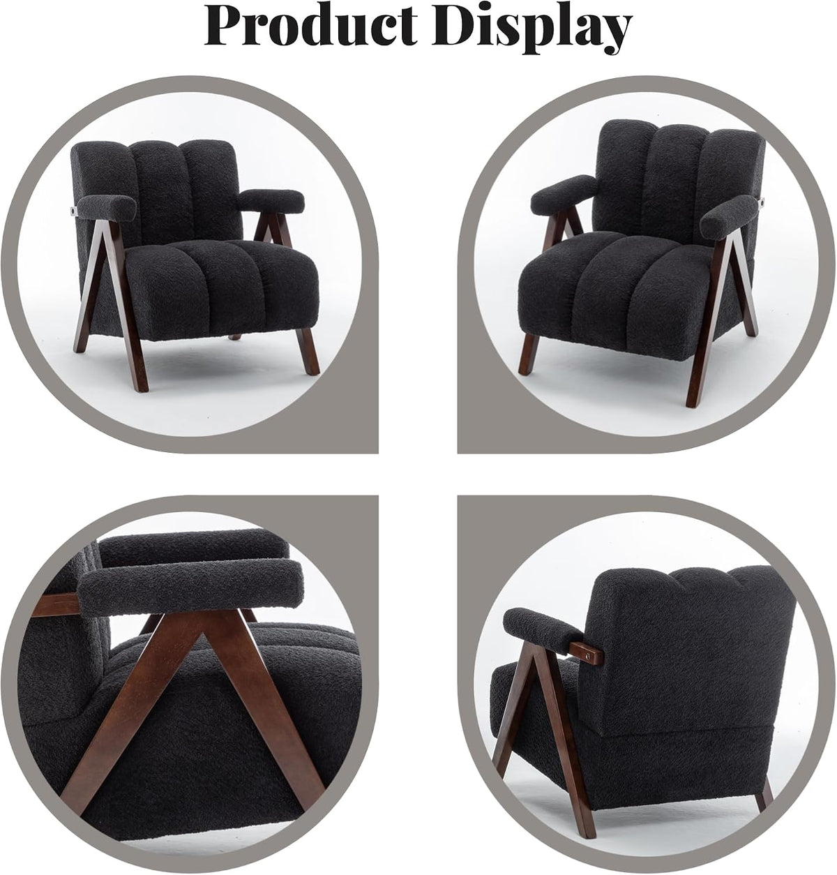 Mid Century Modern Accent Chairs Set of 2 with Solid Wood Frame