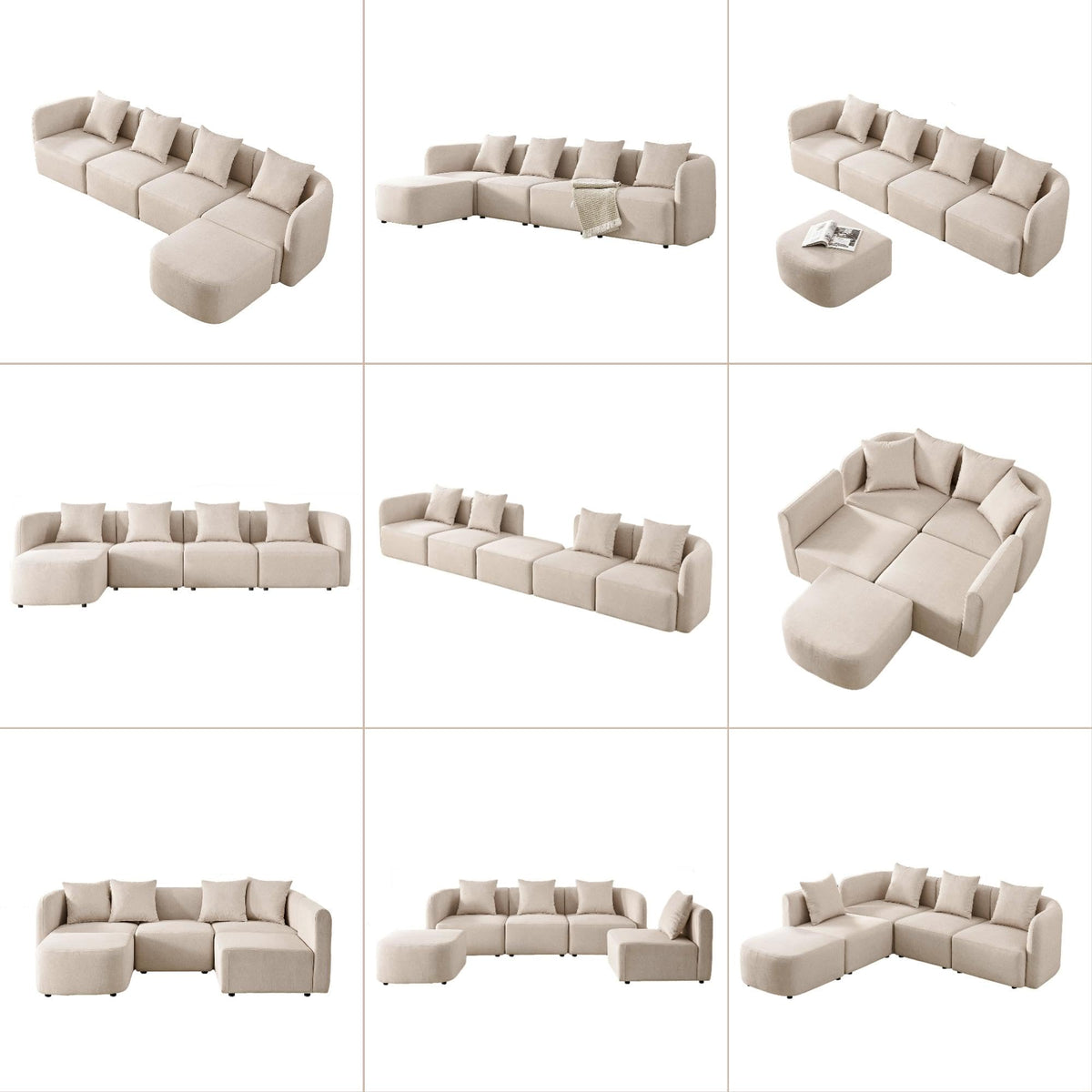 102.36" Curved Sectional Sofa, Gray Velvet 4-Seat Couch