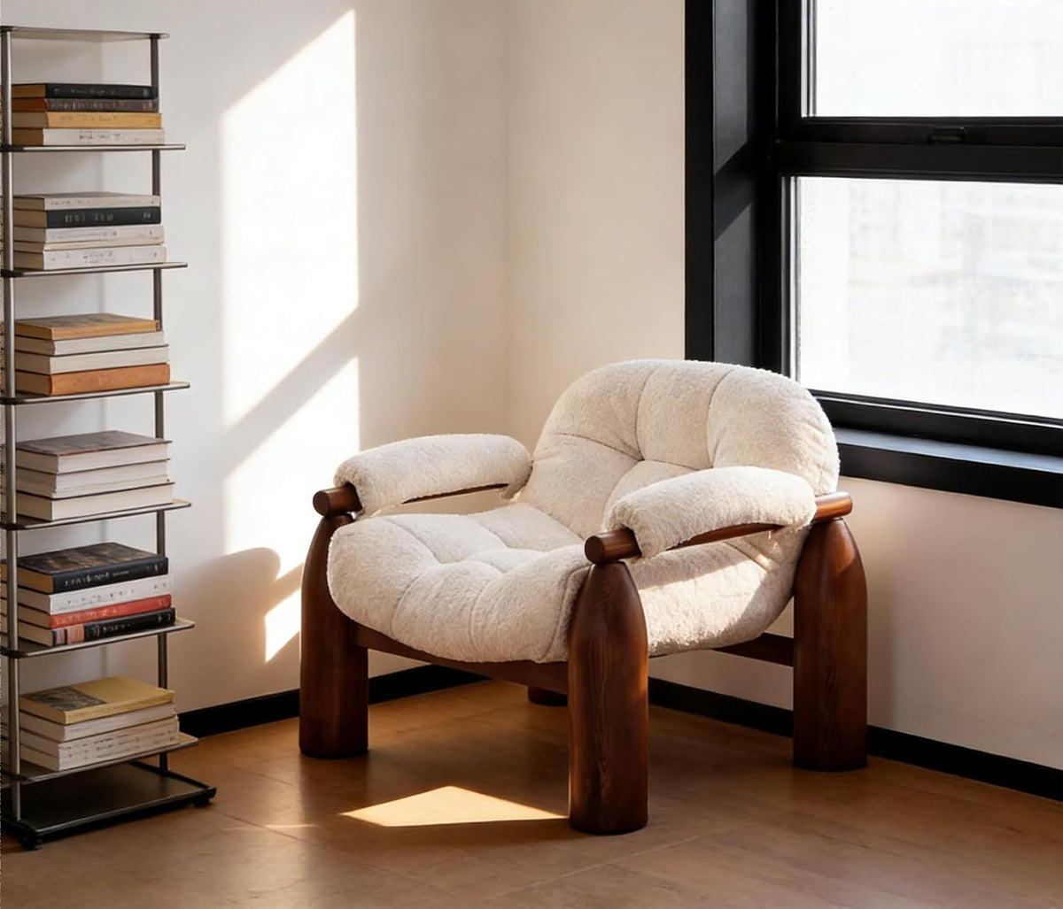 Modern Minimalist Fabric Designer Single Solid Wood Chair