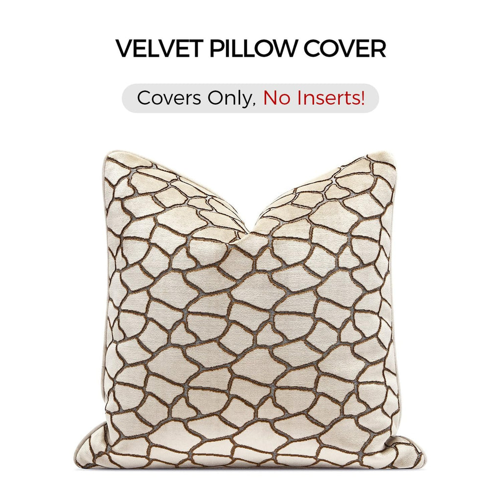 Luxury Brown Cut Pile Velvet Pillow Covers 18x18 with Raised Textured Pattern(Not a