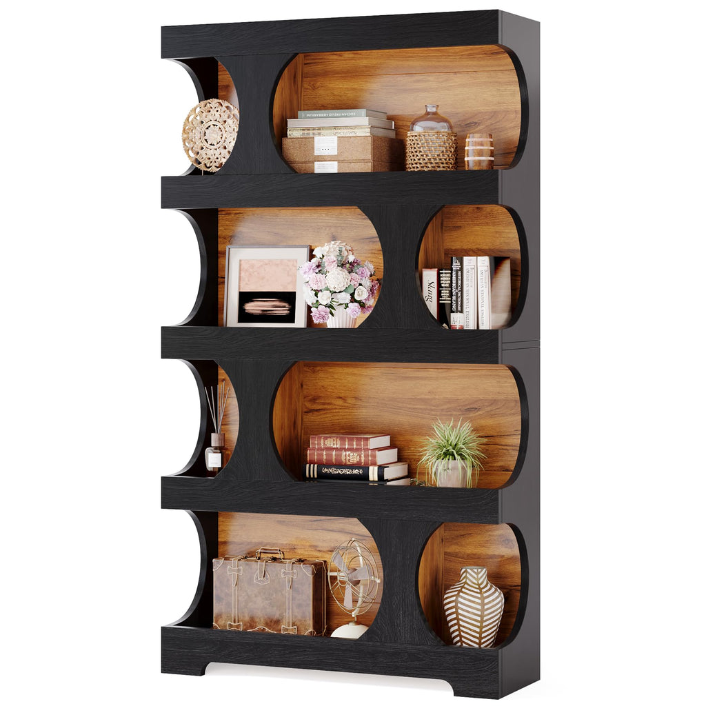 71-Inch S-Shaped 4-Tier Bookcase – Set of 2
