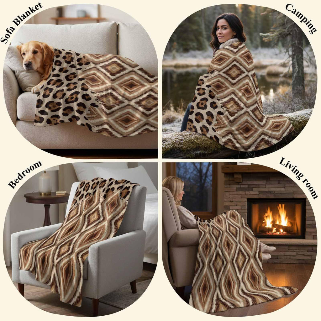 Leopard-Print Flannel Throw Blanket