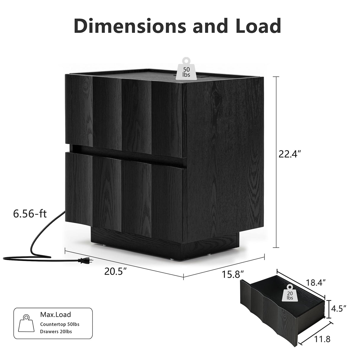 Fluted Charging Nightstand