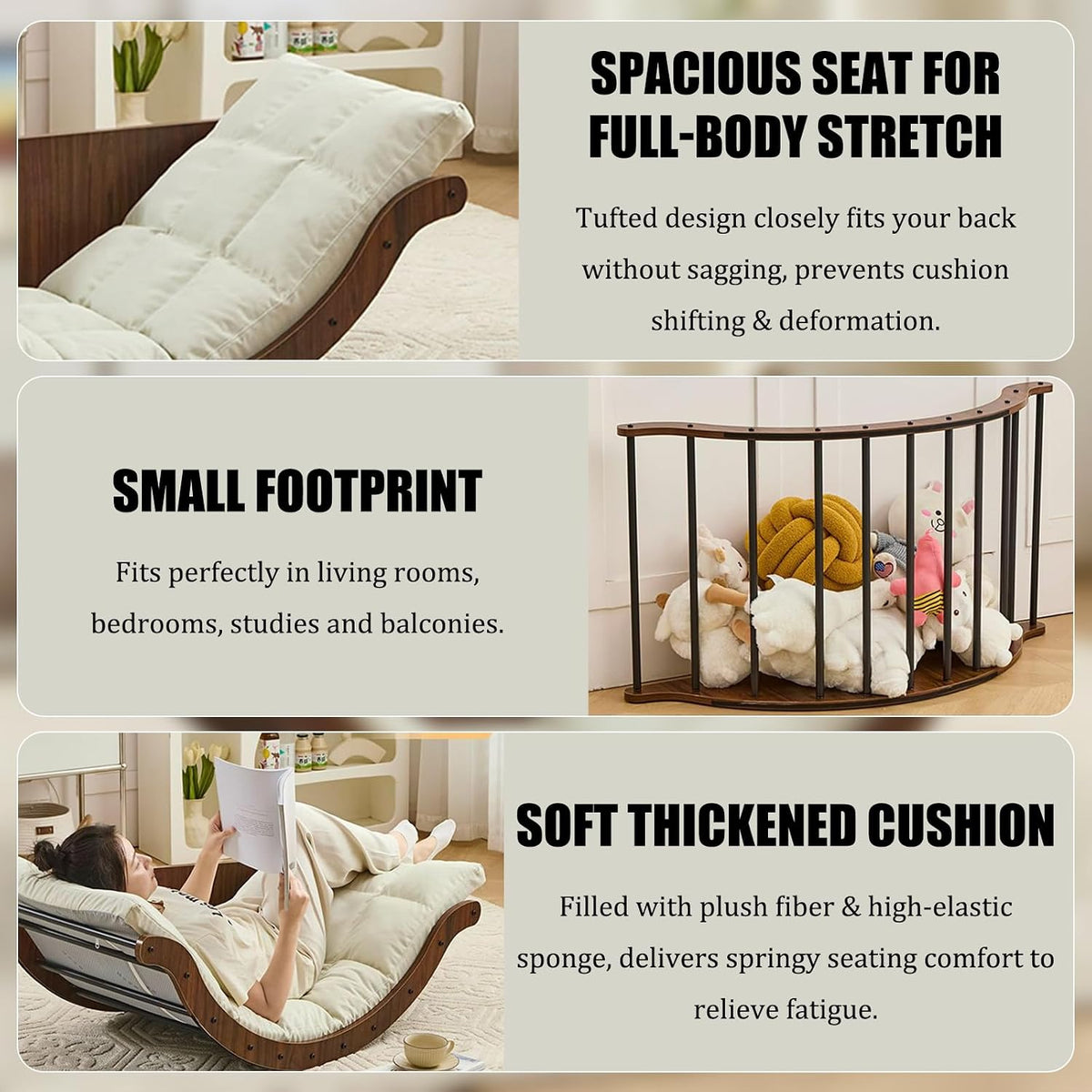 Curved Rocking Lounge Chair for Living Room