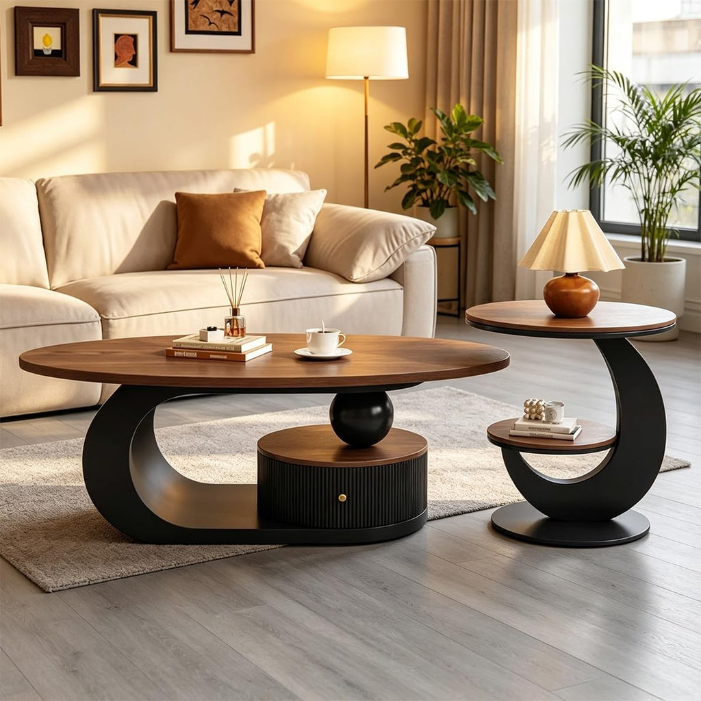 Luxury Curved Walnut Coffee Table