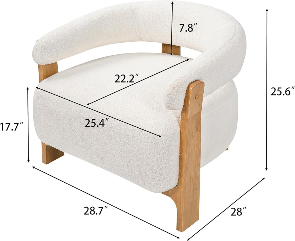 Merax 28.7'' Mid-Century Modern Boucle Accent Chair with Solid Wood Frame