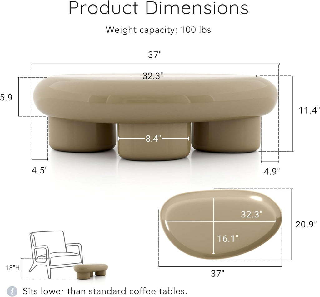 Kavren Oval Low Coffee Table Set