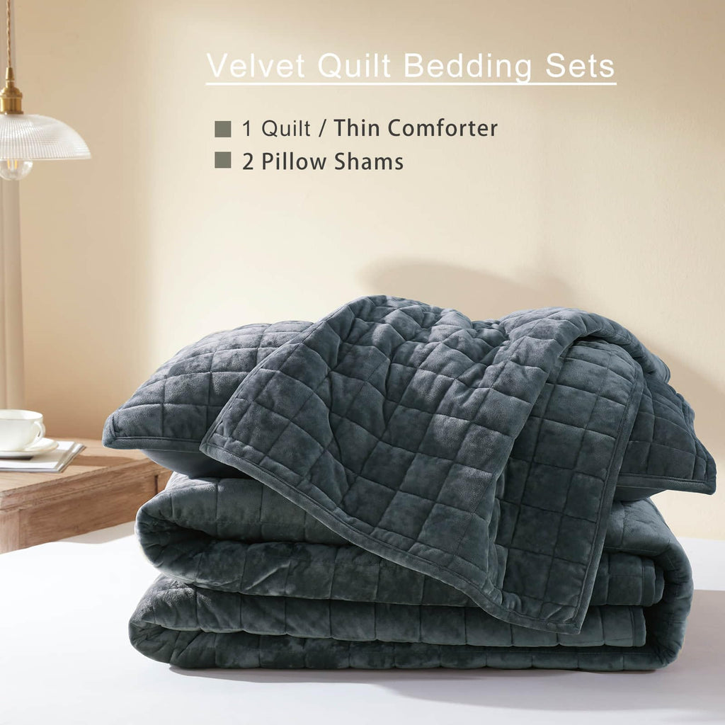 LEAONME Velvet Quilt King Size-98''x106''