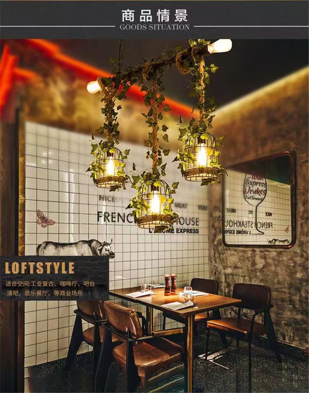 American Pastoral Restaurant Pendant Light LED Retro Creativity Hemp Rope Music