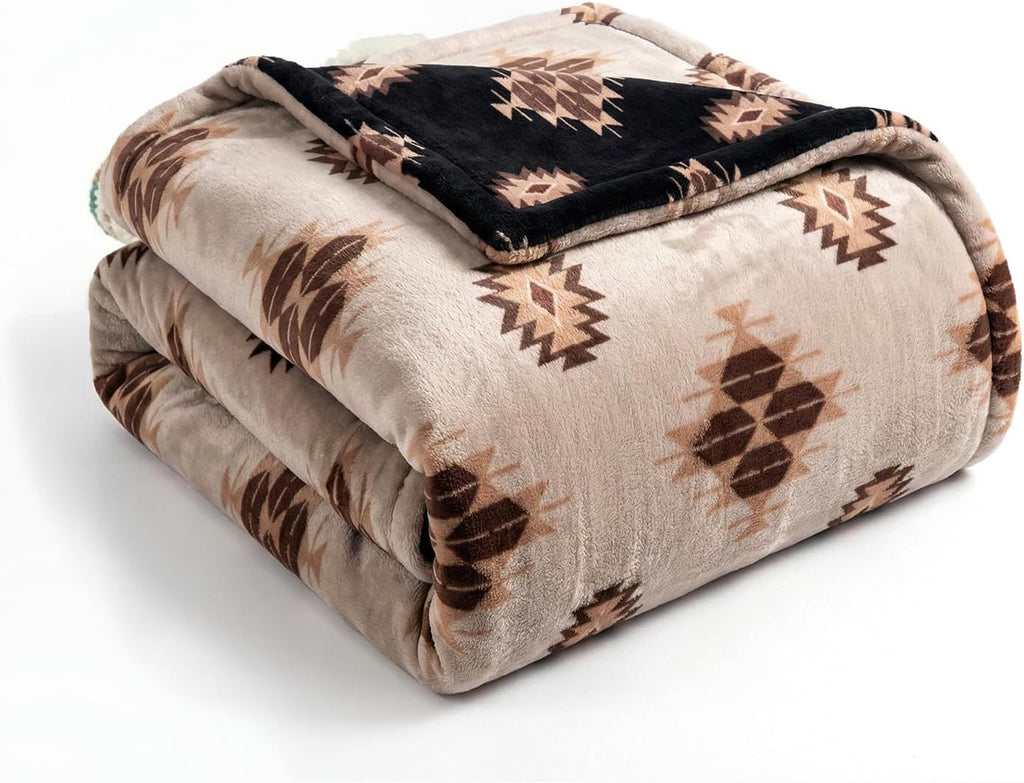 Sacred Thread Aztec Blanket Fleece, Western Blanket (Coffee Flannel) (King)