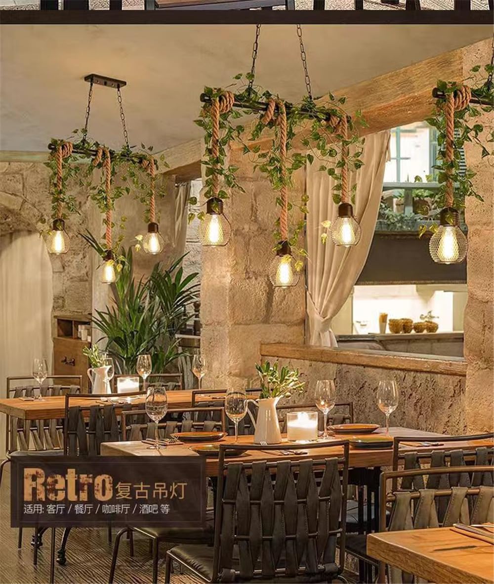 American Pastoral Restaurant Pendant Light LED Retro Creativity Hemp Rope Music