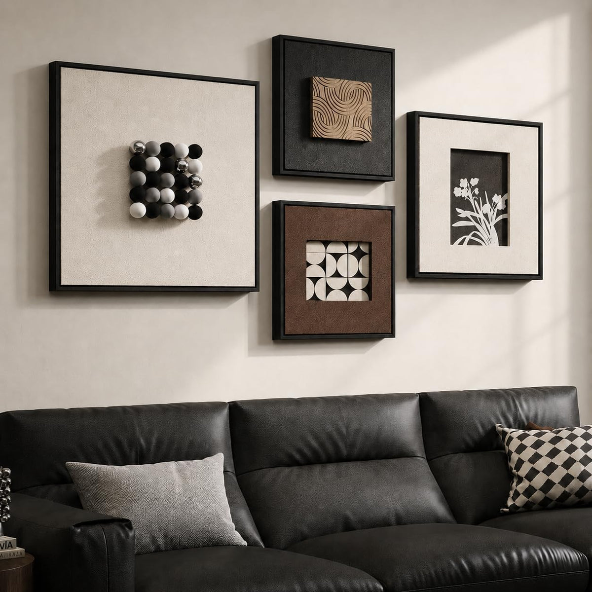 Framed 3D Textured Abstract Wall Art Set