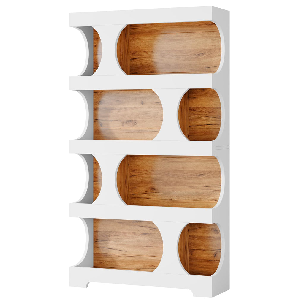 71-Inch S-Shaped 4-Tier Bookcase – Set of 2