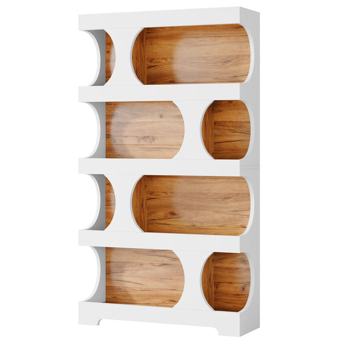 71-Inch S-Shaped 4-Tier Bookcase – Set of 2