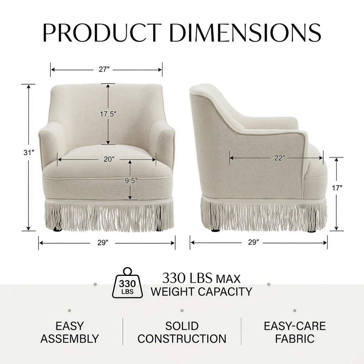 Hyfirm Vintage Accent Chair with Fringe Tassel Skirt