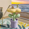 Tulip Flower Pot Resin Side Table, Modern Small Coffee Table for Living Room, Sofa End Table for Bedroom, Balcony Decor Furniture(Yellow)