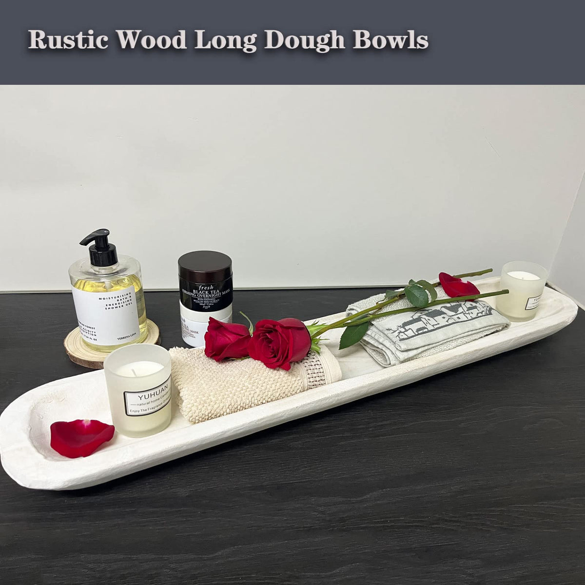 Hand-Carved Wooden Dough Bowl Centerpiece