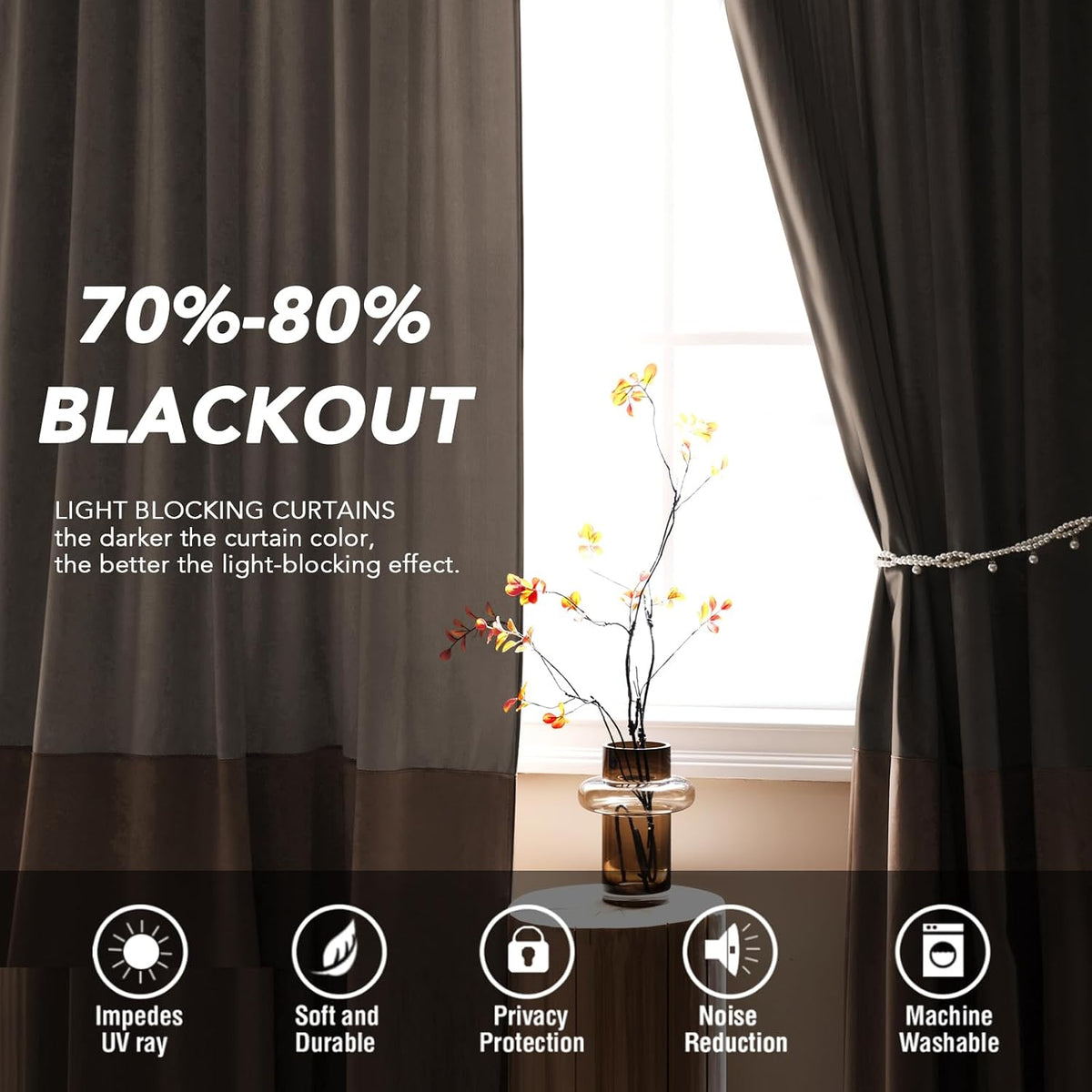 Velvet Color-Block Curtain Set