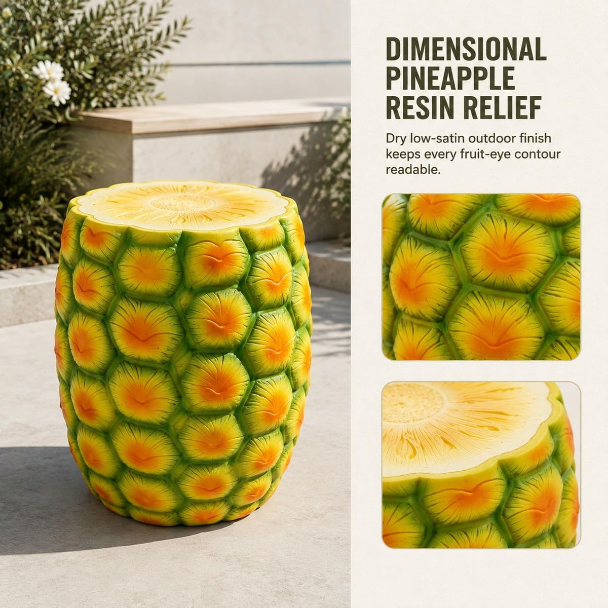 Corn Cob Plant Stand Indoor and Outdoor Resin Garden Stool Drum Seat Accent